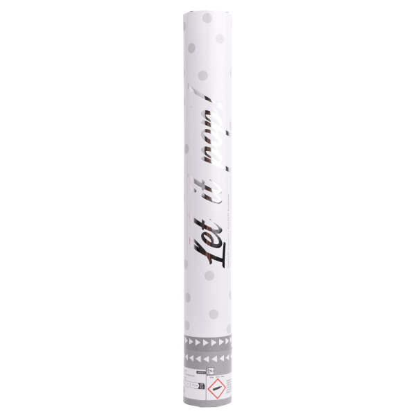 Cannone di coriandoli bianco rotondo 40 cm