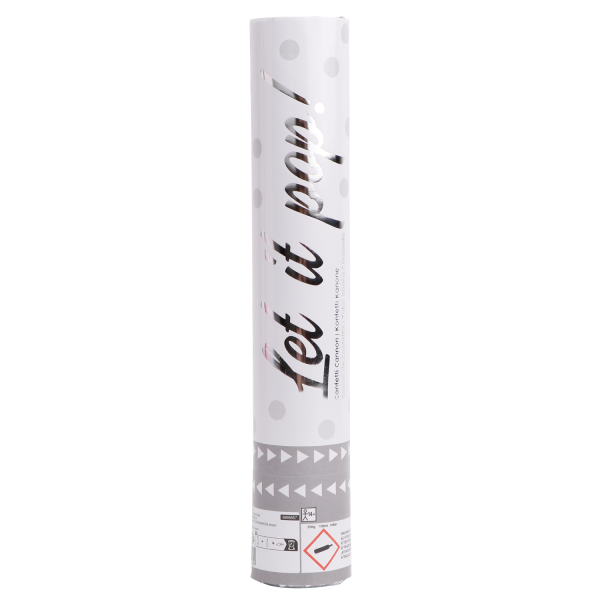 Cannone di coriandoli bianchi da 28 cm