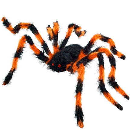 RAGNO CON ZAMPE FLESSIBILI E PELOSE, NERO/ARANCIONE, 80 CM