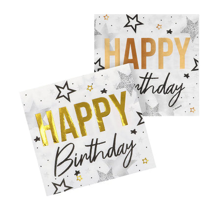 Set da tavola "Happy birthday" (6 piattini, 6 bicchierini, 12 tovaglioli)
