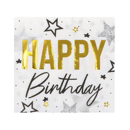 Set da tavola "Happy birthday" (6 piattini, 6 bicchierini, 12 tovaglioli)