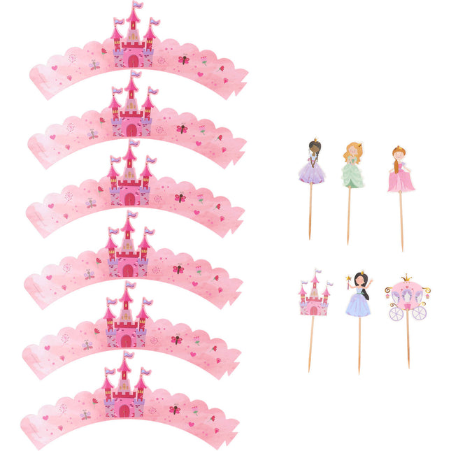 Topper per cupcake principesse 6 pezzi