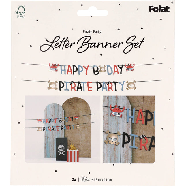 Ghirlanda di lettere pirata Happy Birthday 1,5 m
