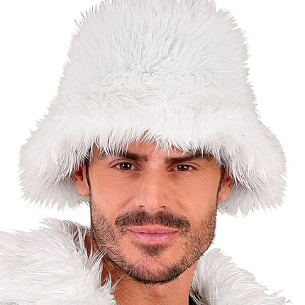 CAPPELLO A SECCHIELLO IN PELUCHE BIANCO