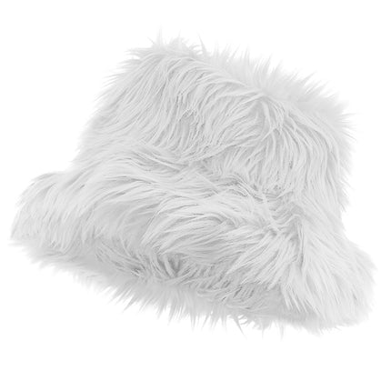 CAPPELLO A SECCHIELLO IN PELUCHE BIANCO