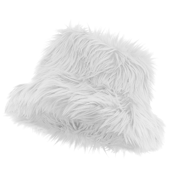 CAPPELLO A SECCHIELLO IN PELUCHE BIANCO