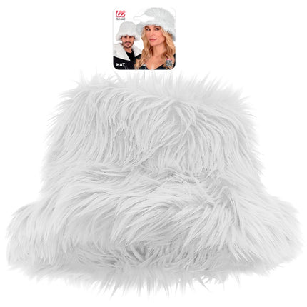 CAPPELLO A SECCHIELLO IN PELUCHE BIANCO