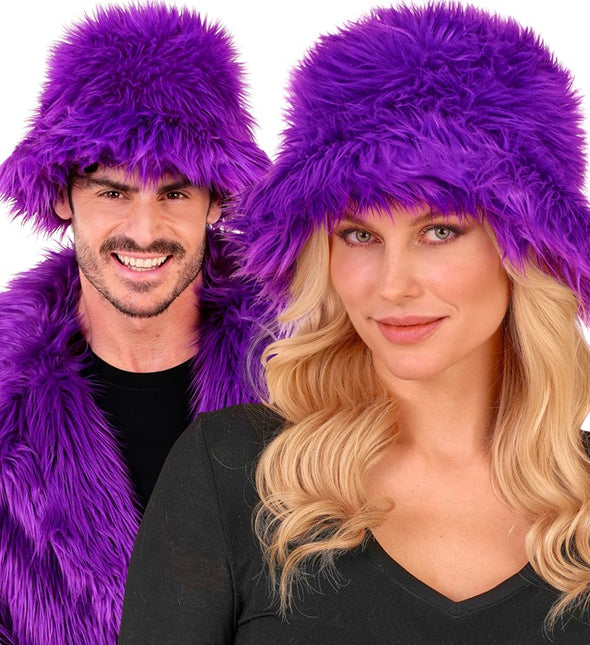 CAPPELLO A SECCHIELLO IN PELUCHE VIOLA