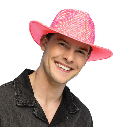 Cappello da cowboy Aurora rosa neon UV