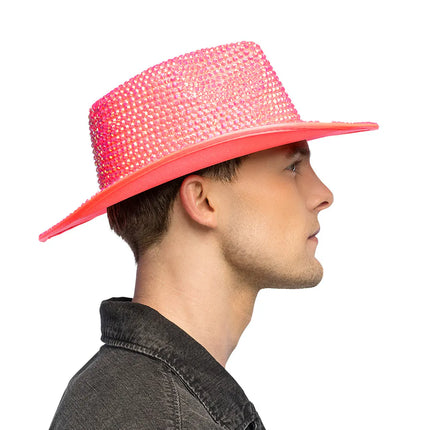 Cappello da cowboy Aurora rosa neon UV