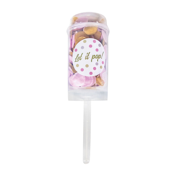 Party Popper Push Pop di carta rotondo bianco-rosa-beige