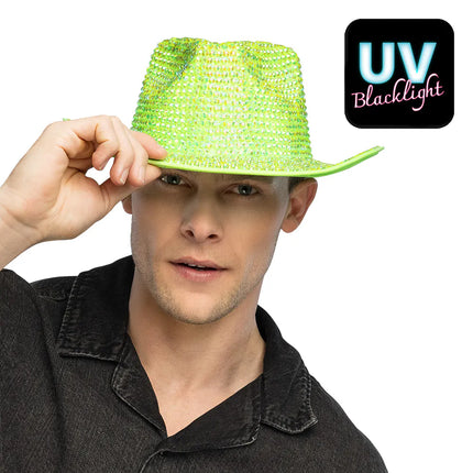 Cappello da cowboy Aurora verde neon UV