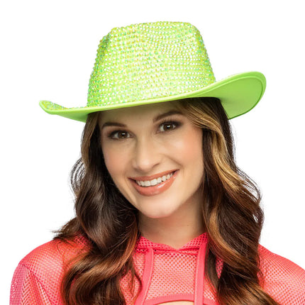 Cappello da cowboy Aurora verde neon UV