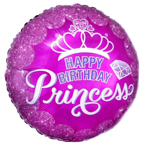 Palloncino ad elio Happy Birthday Pink Princess vuoto 43cm