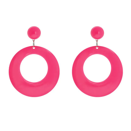 Coppia di orecchini retrò rosa neon