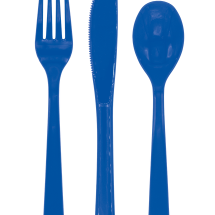 Set di posate riutilizzabili blu scuro, 18 pezzi