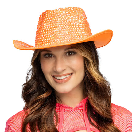 Cappello da cowboy Aurora arancione neon UV