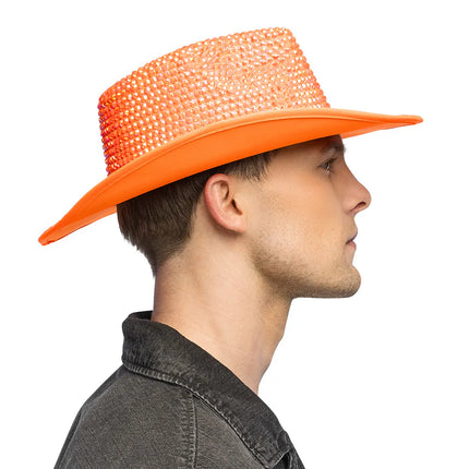 Cappello da cowboy Aurora arancione neon UV