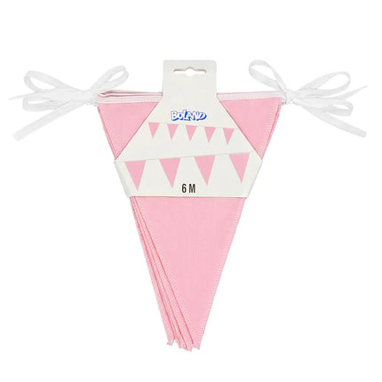 Ghirlanda di bandierine in poliestere rosa chiaro (26 x 18 cm) (6 m)
