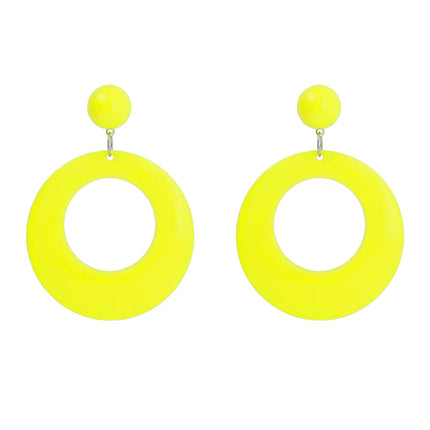 Coppia di orecchini retrò giallo neon UV
