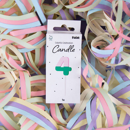 candela 4 anni Verde Rosa 9 cm