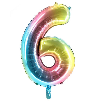 Palloncino con il numero 6 arcobaleno vuoto, 1 m