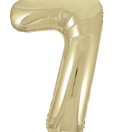 7 Jaar Cijfer Ballon Goud Glans Leeg 86cm van Unique koop je bij Partywinkel