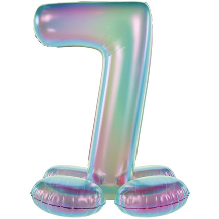 7 Jaar Cijfer Ballon Standaard Holografische Leeg 72cm van Folat koop je bij Partywinkel