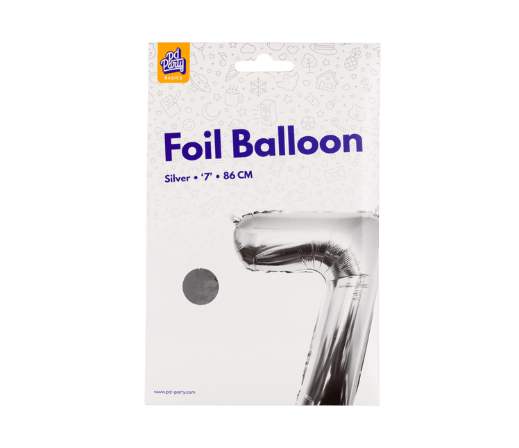 7 Jaar Cijfer Ballon Zilver Leeg 86cm - Partywinkel - 8716764237270