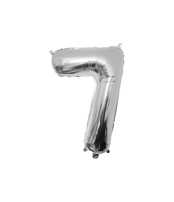7 Jaar Cijfer Ballon Zilver Leeg 86cm - Partywinkel - 8716764237270