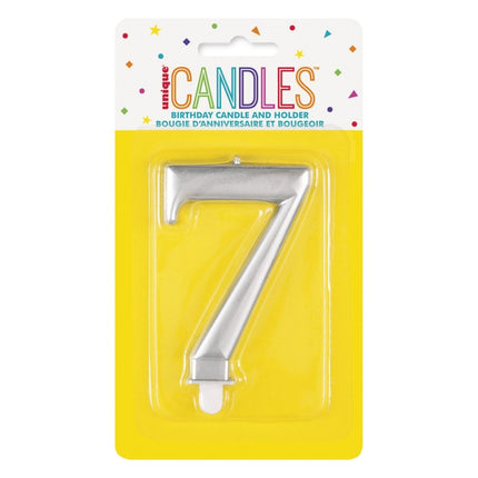 7 Jaar Kaars Zilver van Unique koop je bij Partywinkel