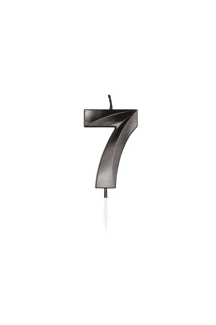 7 Jaar Kaars Zwart Metallic 6cm van WeFiesta koop je bij Partywinkel