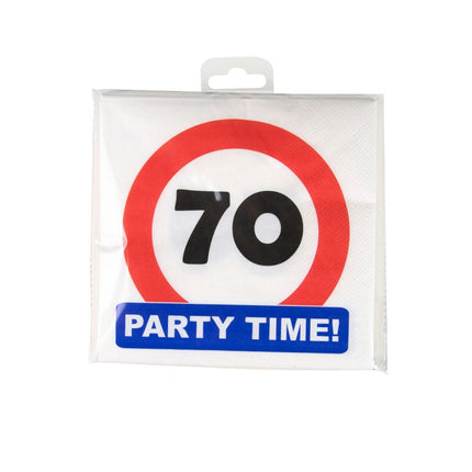 70 Jaar Servetten Verkeersbord 16,5cm 16st van Paper Dreams koop je bij Partywinkel