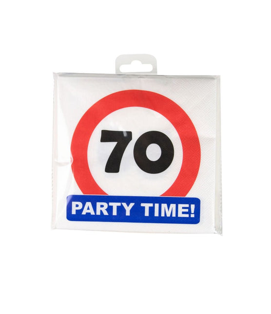70 Jaar Servetten Verkeersbord 16,5cm 16st van Paper Dreams koop je bij Partywinkel