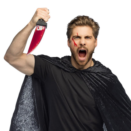 Coltello finto di Halloween con sangue 39 cm