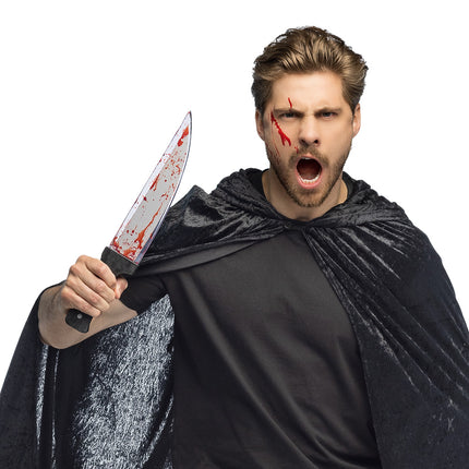 Coltello finto di Halloween con sangue 39 cm