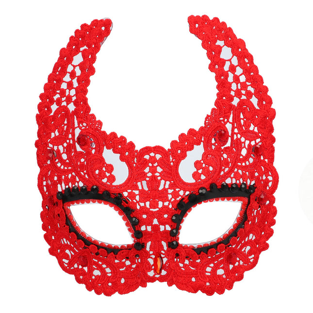 Maschera per gli occhi di Halloween in pizzo rosso del diavolo