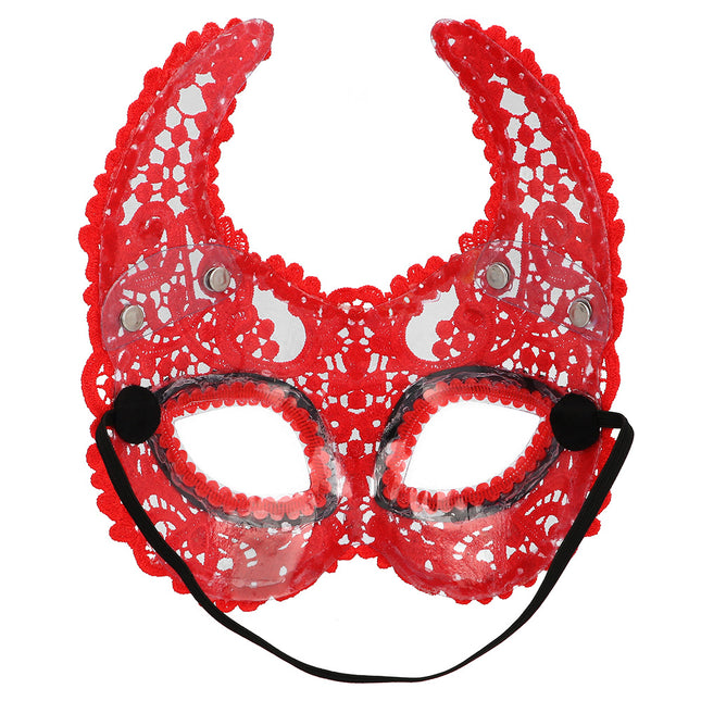 Maschera per gli occhi di Halloween in pizzo rosso del diavolo