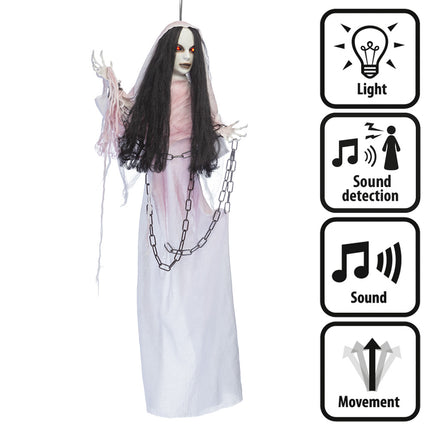 Decorazione appesa di Halloween Fantasma sonoro e luminoso 1,2m