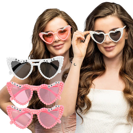Set di 3 occhiali da festa Bridal Pearl (sposa e damigelle)