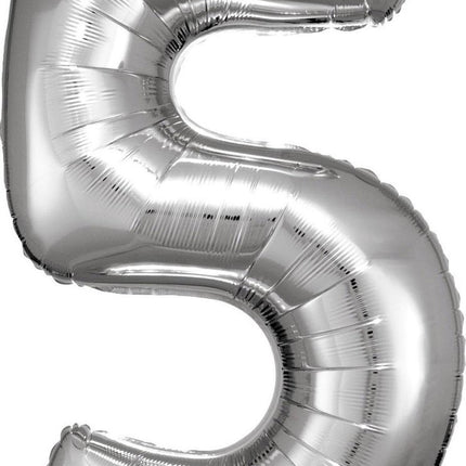 Palloncino in foil - Numero 5 - Argento - 92 x 57 cm