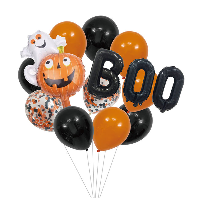 Set di palloncini ad elio di Halloween nero arancione 14 pezzi