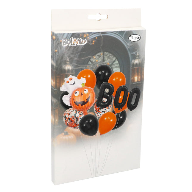 Set di palloncini ad elio di Halloween nero arancione 14 pezzi