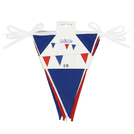 Ghirlanda di bandierine in poliestere Francia blu/bianco/rosso (26 x 18 cm) (6 m)