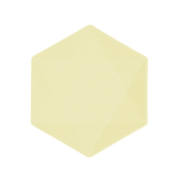 6 piatti esagonali, 20,8 x 18,1 cm, giallo
