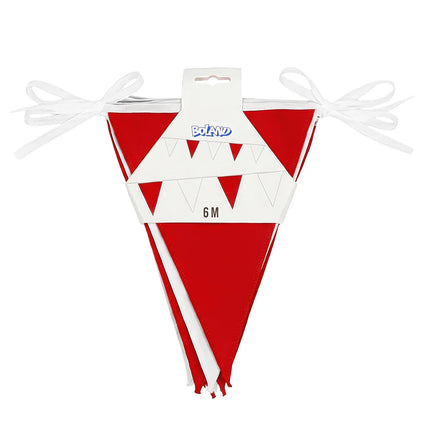 Ghirlanda di bandierine in poliestere rosso/bianco (26 x 18 cm) (6 m)