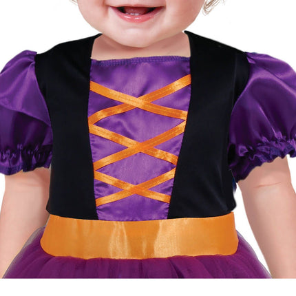 Costume di Halloween da strega per bambini viola/arancione