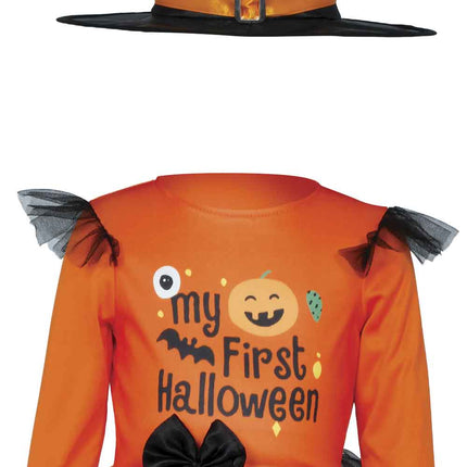 Costume di Halloween da strega per neonati, nero e arancione