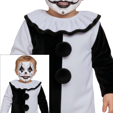 Costume di Halloween da clown in bianco e nero per neonati