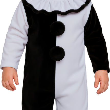 Costume di Halloween da clown in bianco e nero per neonati